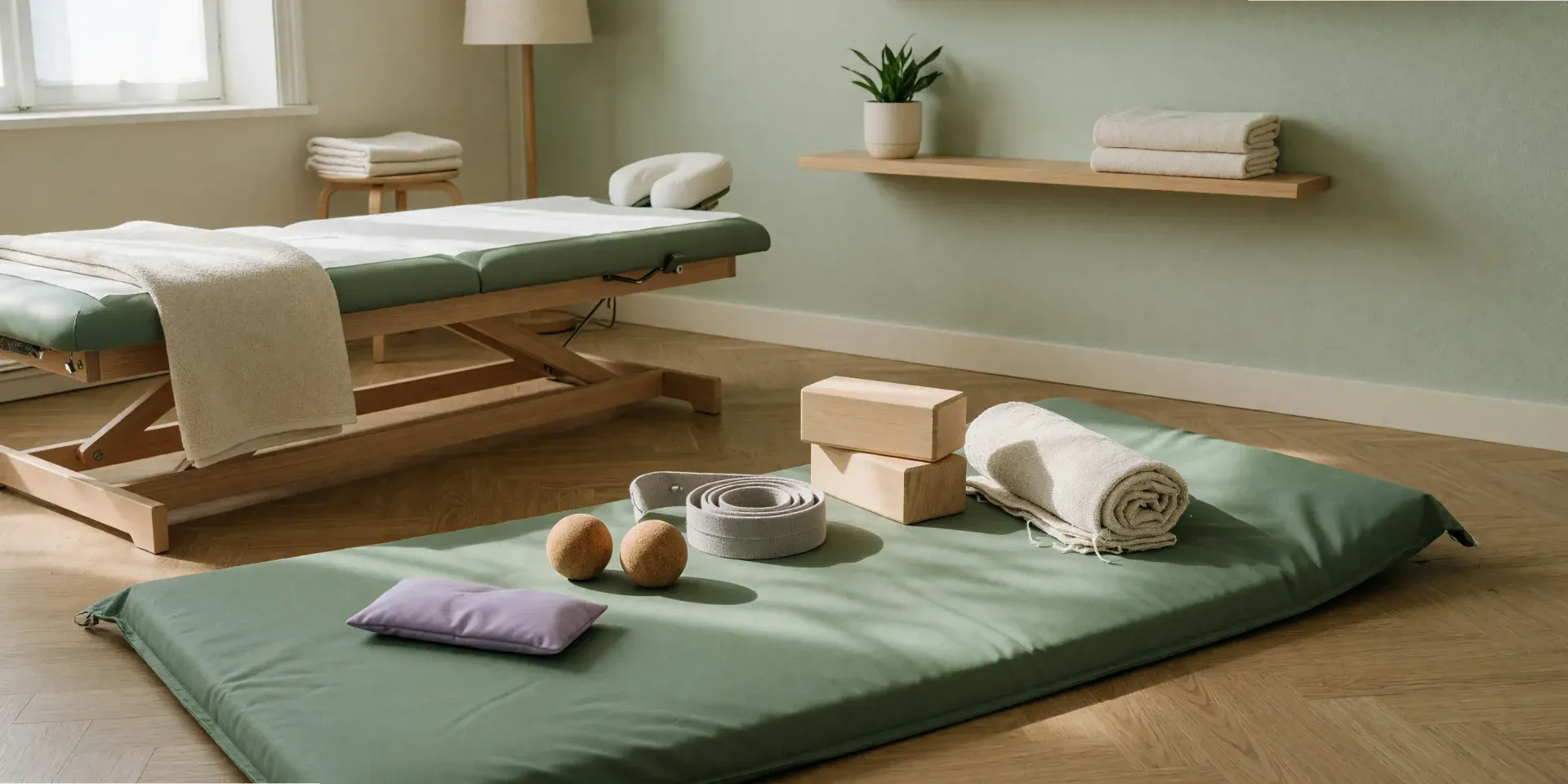 Sala de ejercicio terapéutico con material de pilates