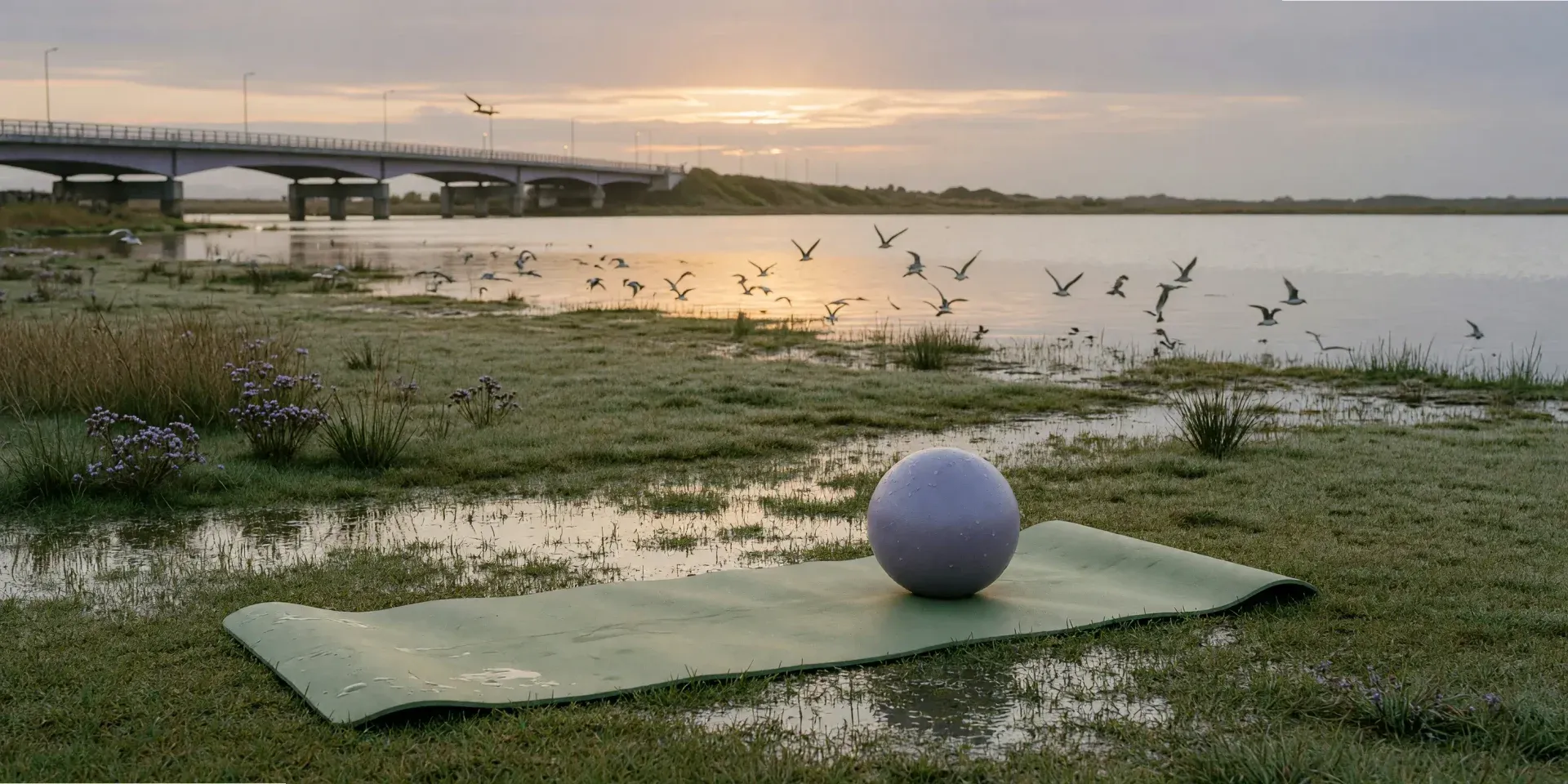 Esterilla de pilates en las marismas de Bárcena de Cicero