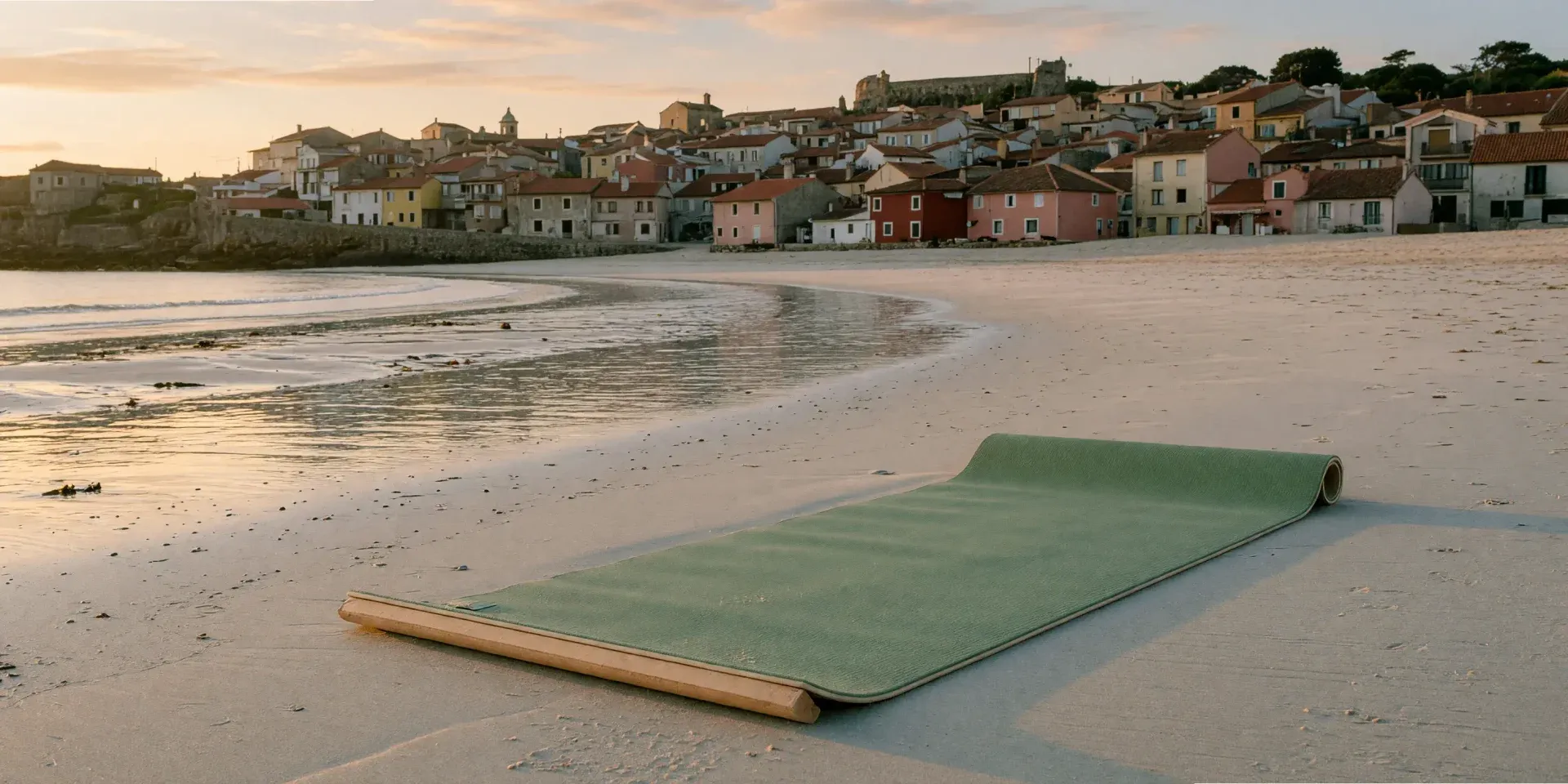 Esterilla de pilates en la playa de La Salvé de Laredo