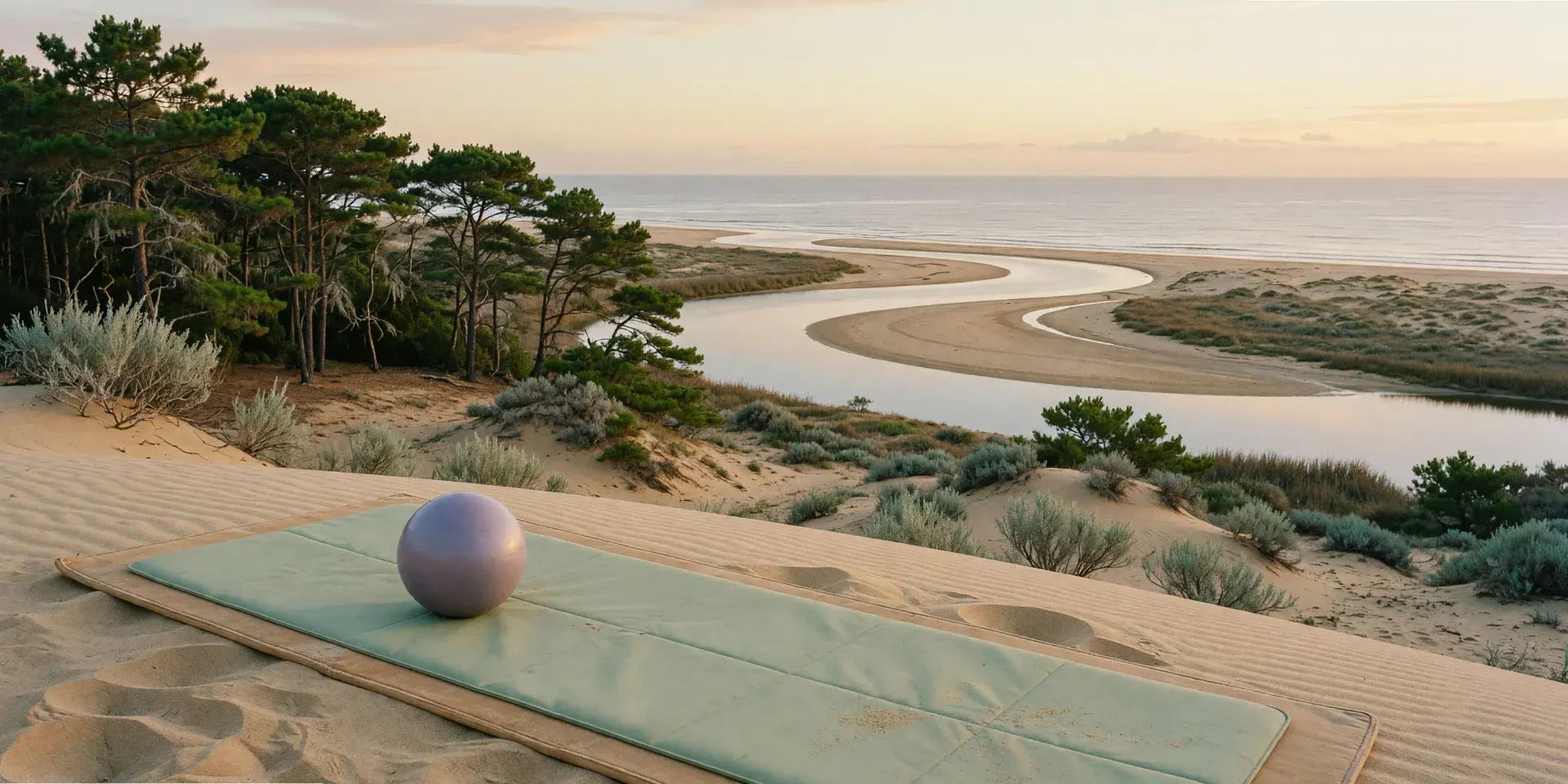 Esterilla de pilates en las dunas de Liencres junto al Pas